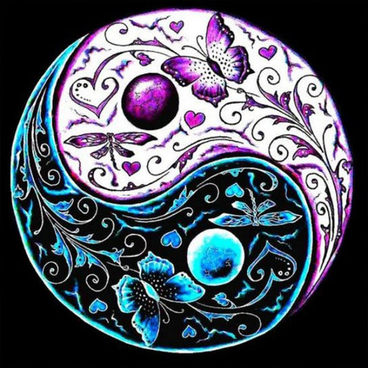 AB Diamond Painting - Full Round - Tai Chi Yin and Yang butterfly (30*30CM)