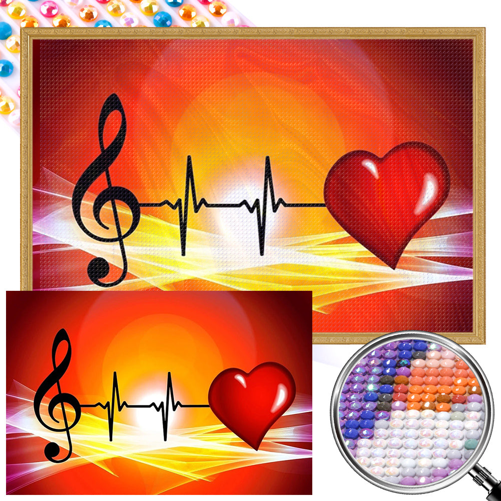 AB Diamond Painting - Full Round - Music heart (45*30CM)
