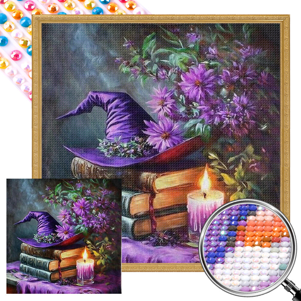 AB Diamond Painting - Full Round - Book witch hat (45*45CM)