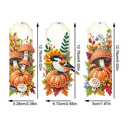 3Pcs Special Shape Book Pumpkin 5D DIY Diamond Painting Bookmark for Book Lovers