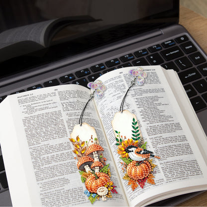 3Pcs Special Shape Book Pumpkin 5D DIY Diamond Painting Bookmark for Book Lovers