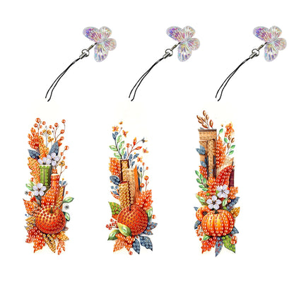 3Pcs Special Shape Book Pumpkin 5D DIY Diamond Painting Bookmark for Book Lovers