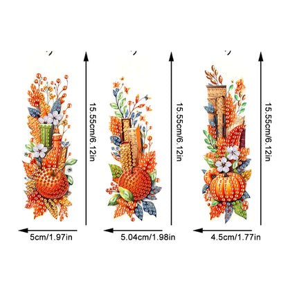 3Pcs Special Shape Book Pumpkin 5D DIY Diamond Painting Bookmark for Book Lovers