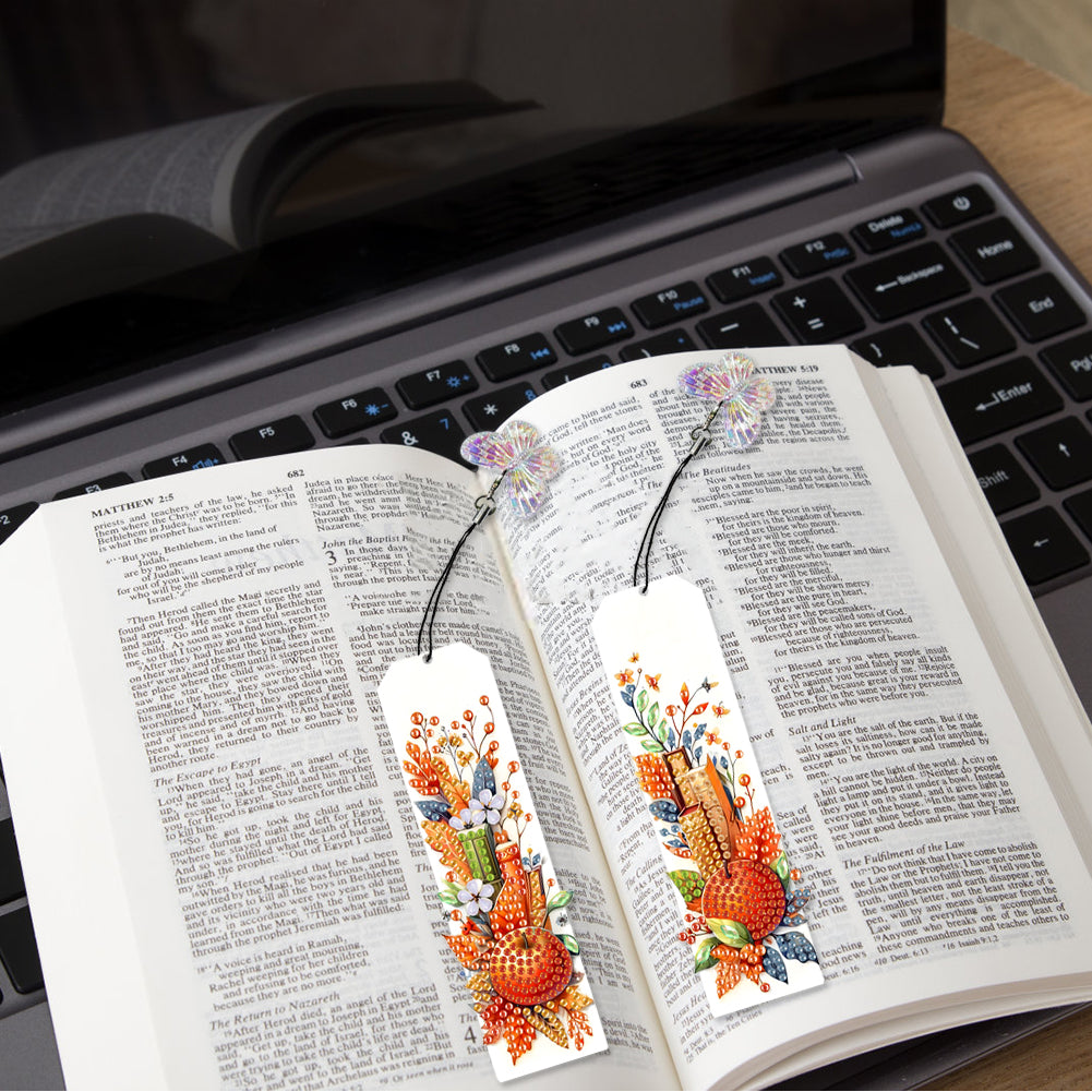 3Pcs Special Shape Book Pumpkin 5D DIY Diamond Painting Bookmark for Book Lovers