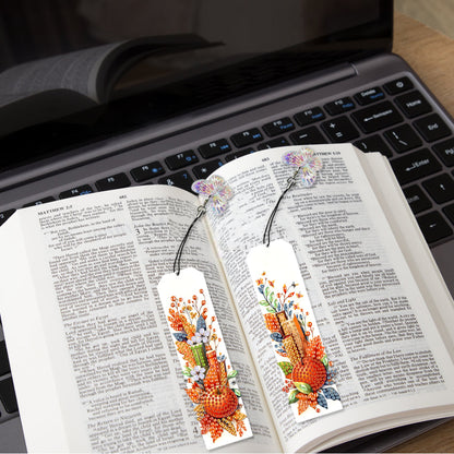 3Pcs Special Shape Book Pumpkin 5D DIY Diamond Painting Bookmark for Book Lovers