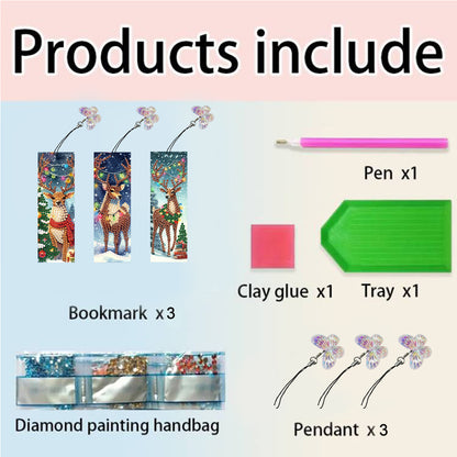 3Pcs Special Shape Book Pumpkin 5D DIY Diamond Painting Bookmark for Book Lovers