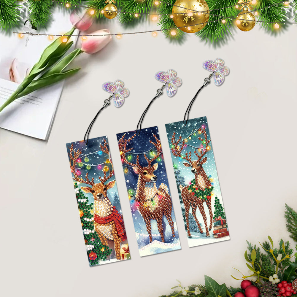 3Pcs Special Shape Book Pumpkin 5D DIY Diamond Painting Bookmark for Book Lovers