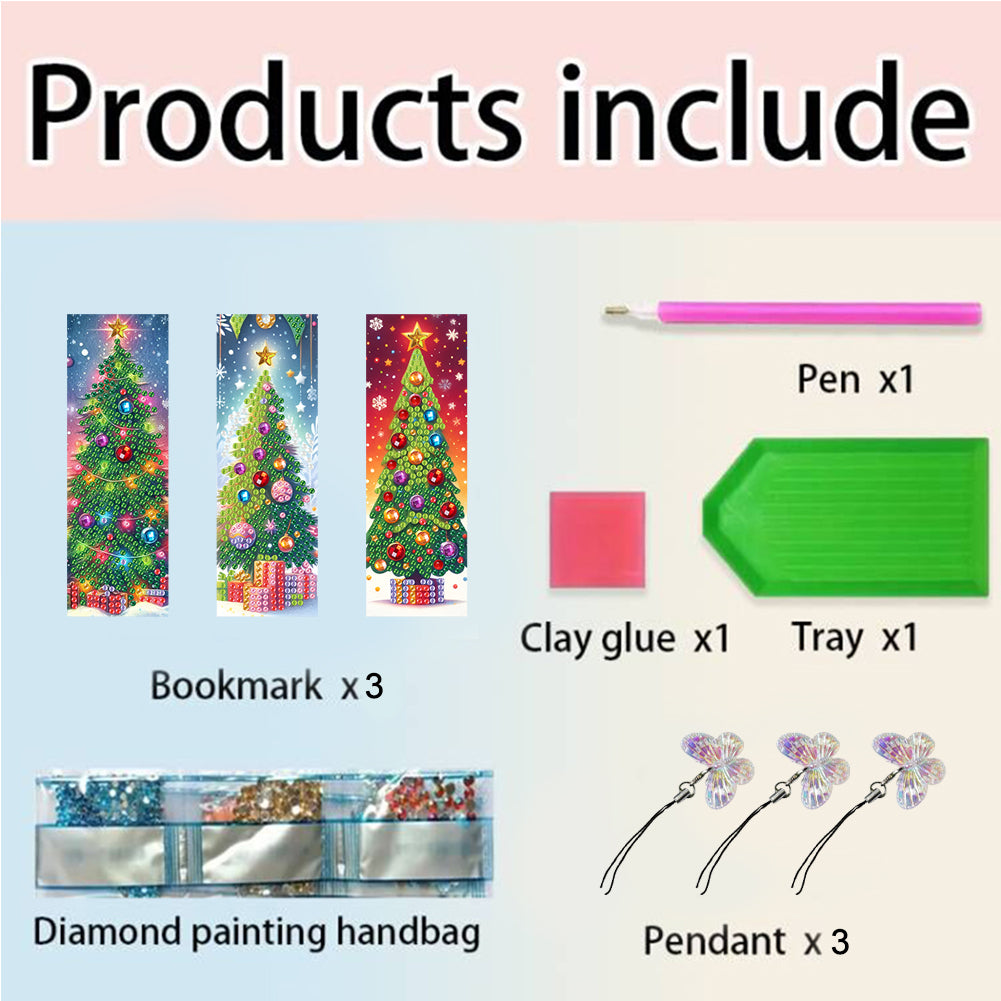 3Pcs Special Shape Book Pumpkin 5D DIY Diamond Painting Bookmark for Book Lovers
