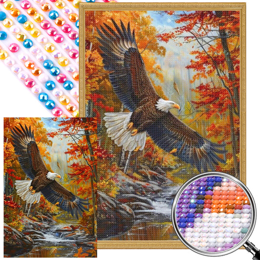 AB Diamond Painting - Full Round - Bald eagle in the autumn forest (40*60CM)