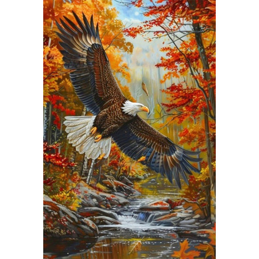 AB Diamond Painting - Full Round - Bald eagle in the autumn forest (40*60CM)