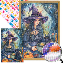 Load image into Gallery viewer, AB Diamond Painting - Full Round - Witch and black cat (40*60CM)
