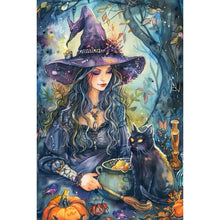 Load image into Gallery viewer, AB Diamond Painting - Full Round - Witch and black cat (40*60CM)
