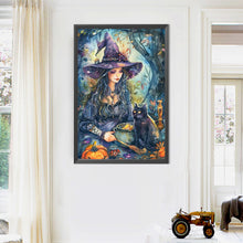Load image into Gallery viewer, AB Diamond Painting - Full Round - Witch and black cat (40*60CM)
