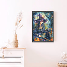 Load image into Gallery viewer, AB Diamond Painting - Full Round - Witch and black cat (40*60CM)
