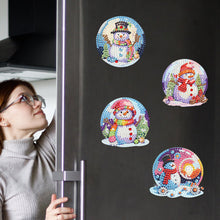 Load image into Gallery viewer, 6Pcs Acrylic Snowman Diamond Painting Art Fridge Magnet for Adults Beginners

