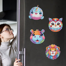 Load image into Gallery viewer, 6Pcs Acrylic Animal Head Diamond Painting Art Fridge Magnet for Adults Beginners
