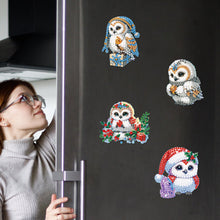 Load image into Gallery viewer, 6Pcs Acrylic Christmas Owl Diamond Painting Art Fridge Magnet for Adults
