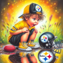 Load image into Gallery viewer, Diamond Painting - Full Round - Boy and Pittsburgh Steelers helmet (40*40CM)
