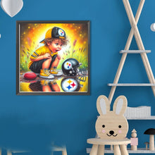 Load image into Gallery viewer, Diamond Painting - Full Round - Boy and Pittsburgh Steelers helmet (40*40CM)
