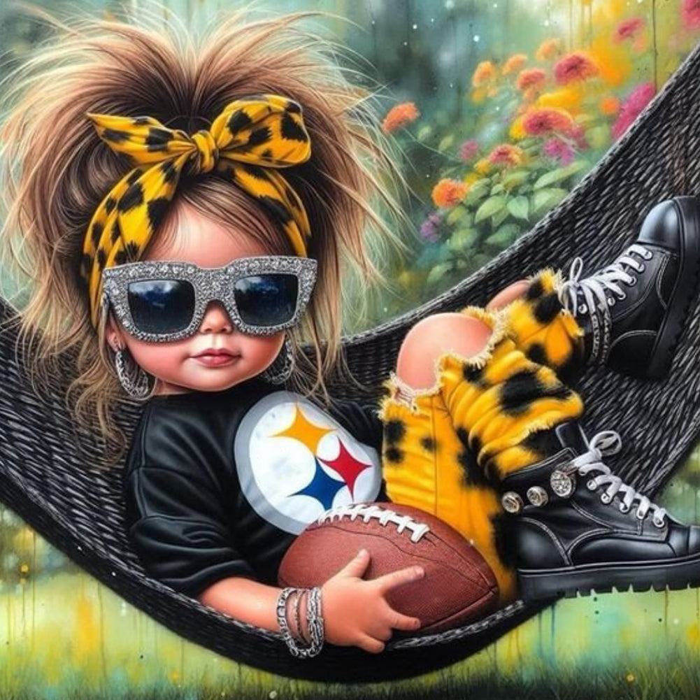 Diamond Painting - Full Round - Girl and Pittsburgh Steelers (40*40CM)