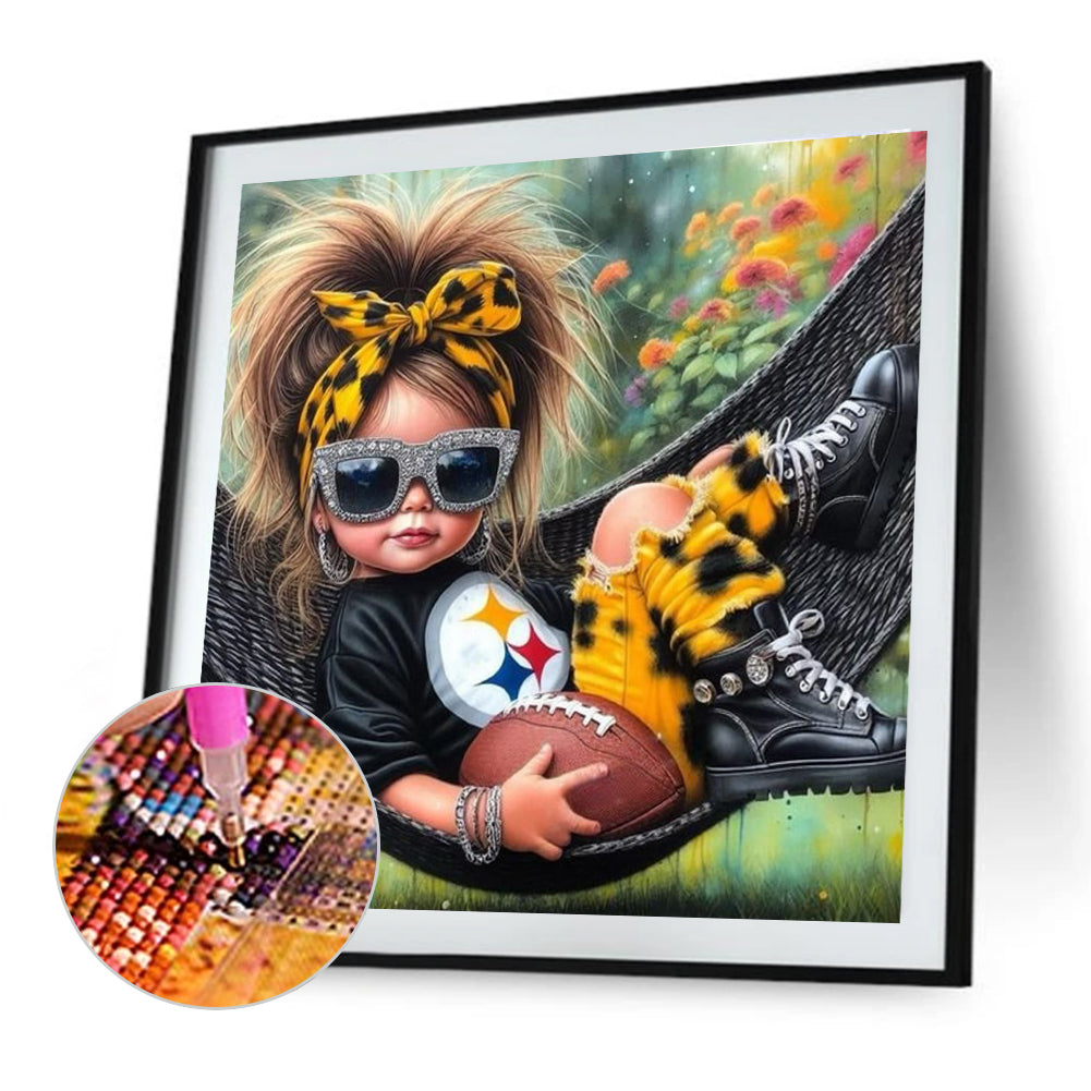 Diamond Painting - Full Round - Girl and Pittsburgh Steelers (40*40CM)