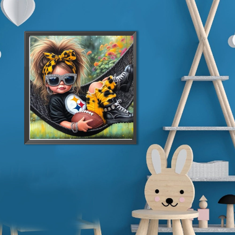Diamond Painting - Full Round - Girl and Pittsburgh Steelers (40*40CM)