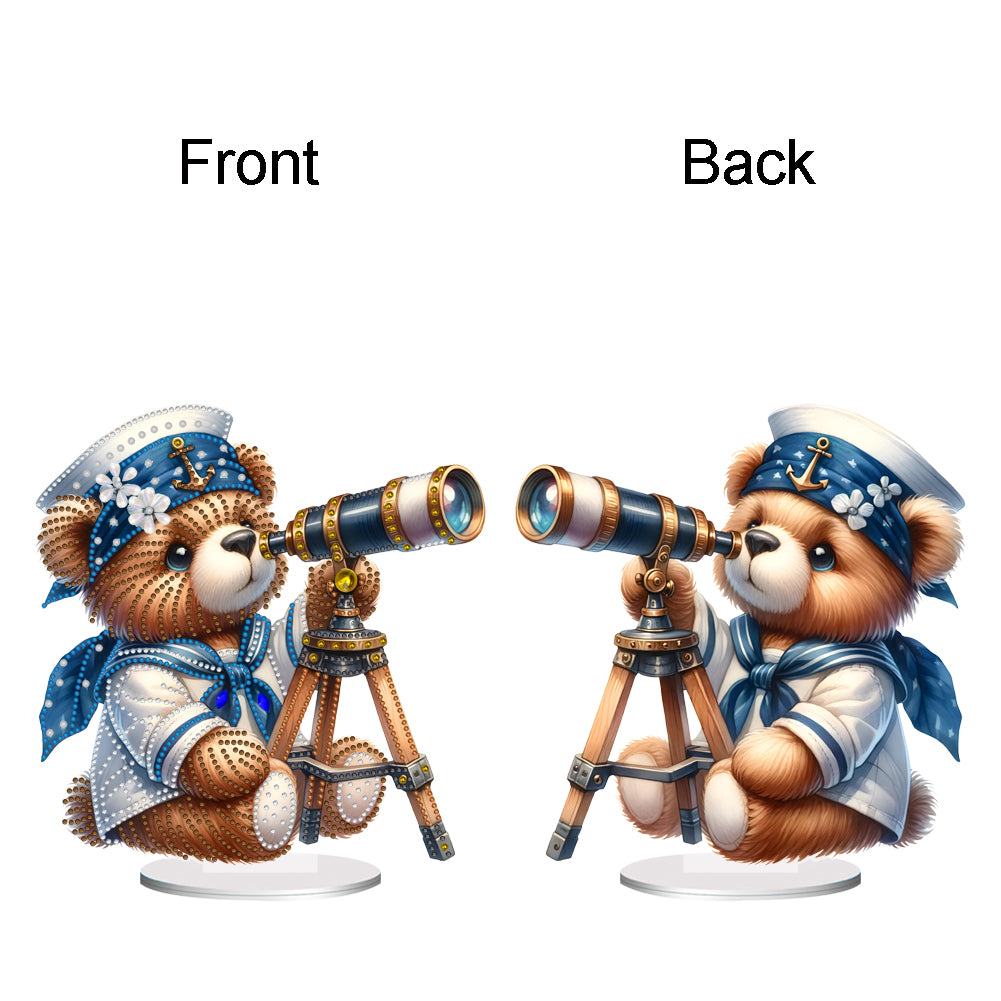 Acrylic Special Shape Sailing Bear DIY Diamond Painting Desktop Ornaments