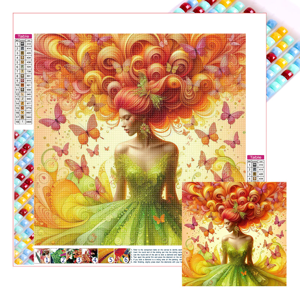 Diamond Painting - Full Square - Butterfly girl (30*30CM)