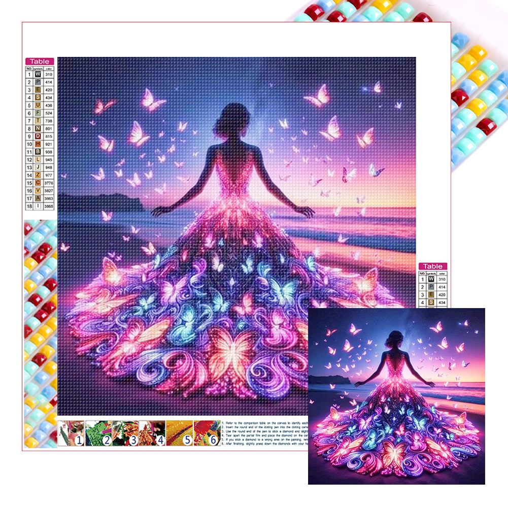 Diamond Painting - Full Square - Butterfly girl (30*30CM)