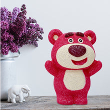 Load image into Gallery viewer, Vinyl Strawberry Bear Diamond Painting Piggy Bank DIY Diamond Money Storage Box
