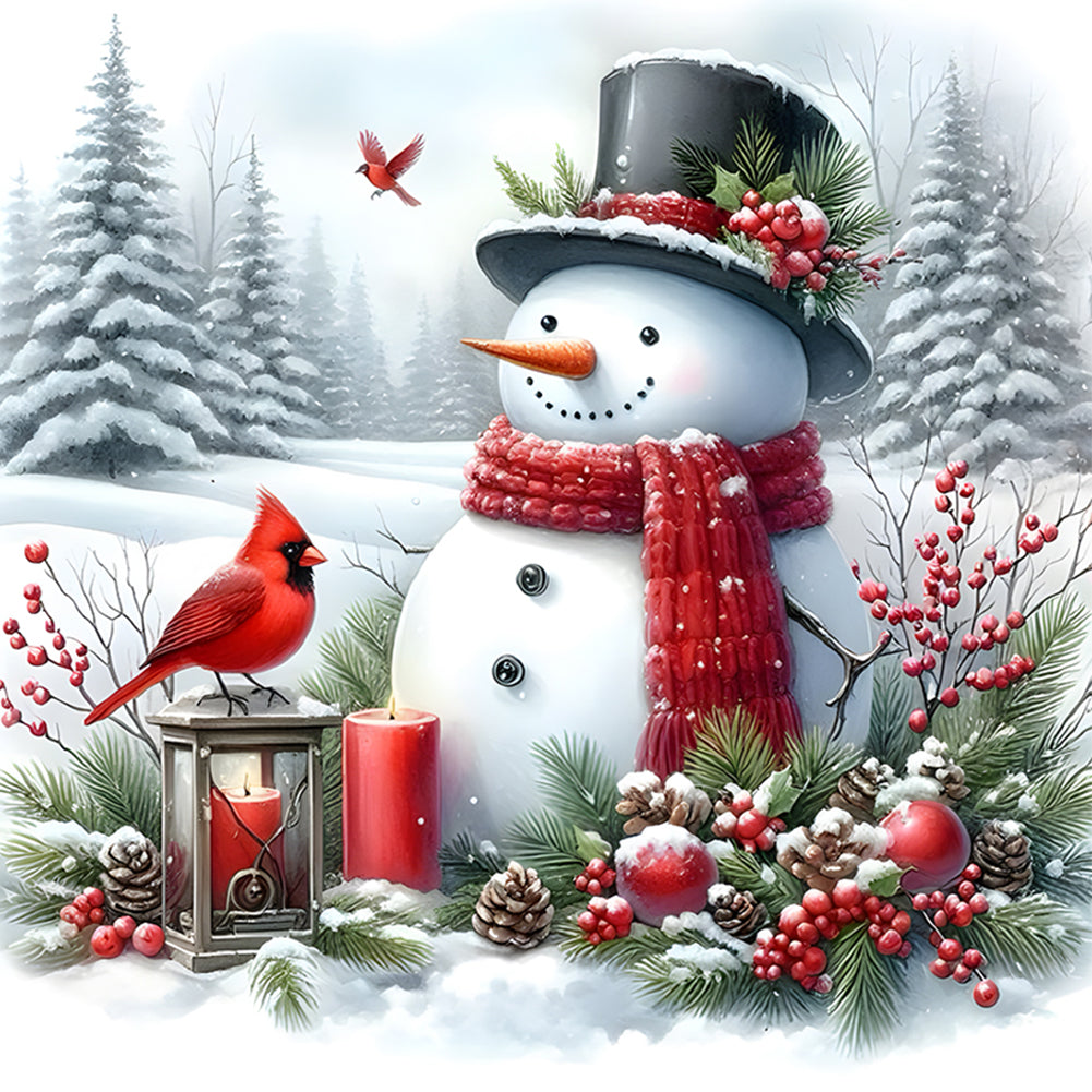 Diamond Painting - Full Round - Winter snowman (30*30CM)