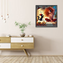 Load image into Gallery viewer, AB Diamond Painting - Full Round - Girl and black cat (40*40CM)
