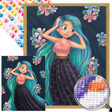 Load image into Gallery viewer, AB Diamond Painting - Full Round - Blue-green hair girl (40*50CM)
