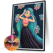 Load image into Gallery viewer, AB Diamond Painting - Full Round - Blue-green hair girl (40*50CM)
