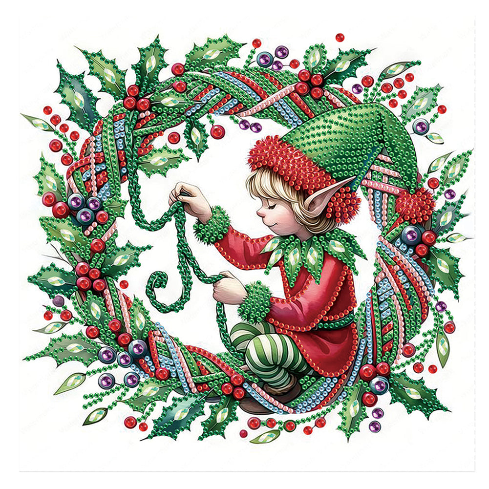 Diamond Painting - Partial Special Shaped - Christmas elves (30*30CM)