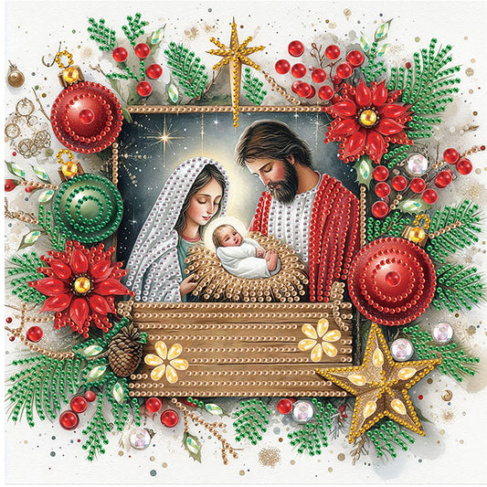 Diamond Painting - Partial Special Shaped - Christmas Jesus Mother (30*30CM)
