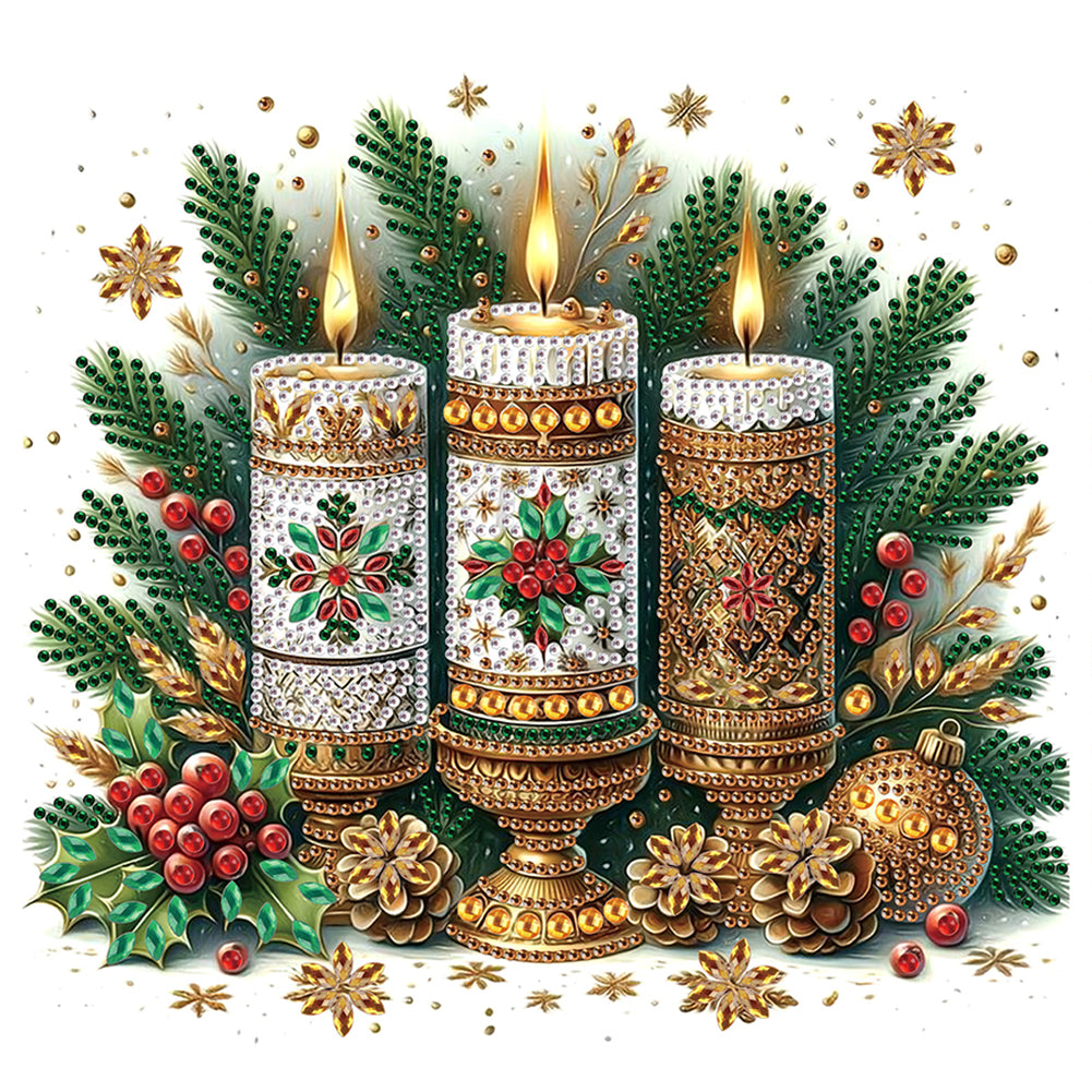 Diamond Painting - Partial Special Shaped - Christmas atmosphere candles (30*30CM)