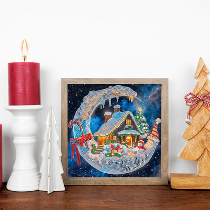 Diamond Painting - Partial Special Shaped - Christmas moonlight house (30*30CM)