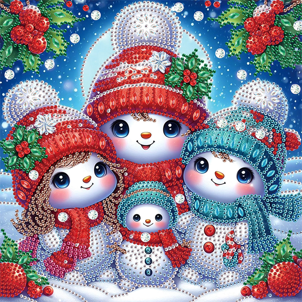 Diamond Painting - Partial Special Shaped - Winter snowman (30*30CM)