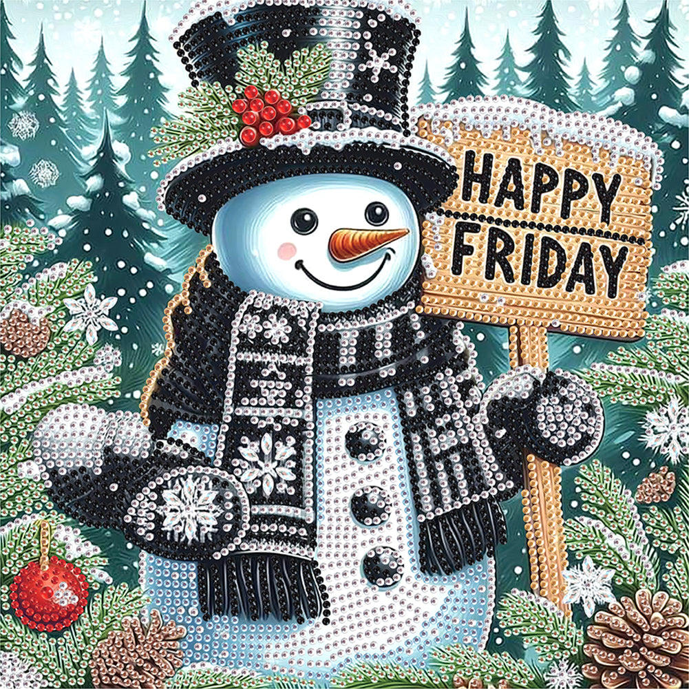 Diamond Painting - Partial Special Shaped - Winter snowman (30*30CM)