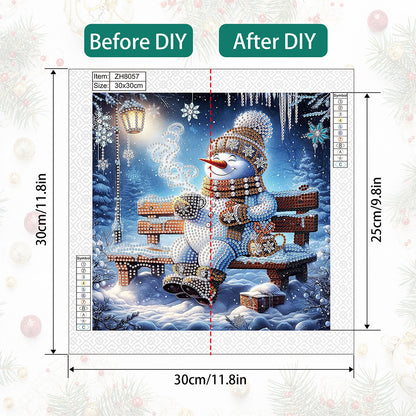 Diamond Painting - Partial Special Shaped - Winter snowman (30*30CM)