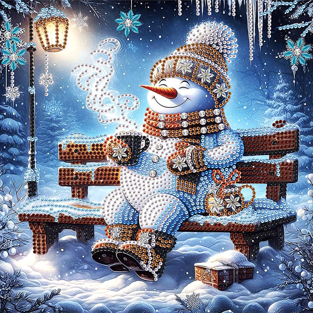 Diamond Painting - Partial Special Shaped - Winter snowman (30*30CM)
