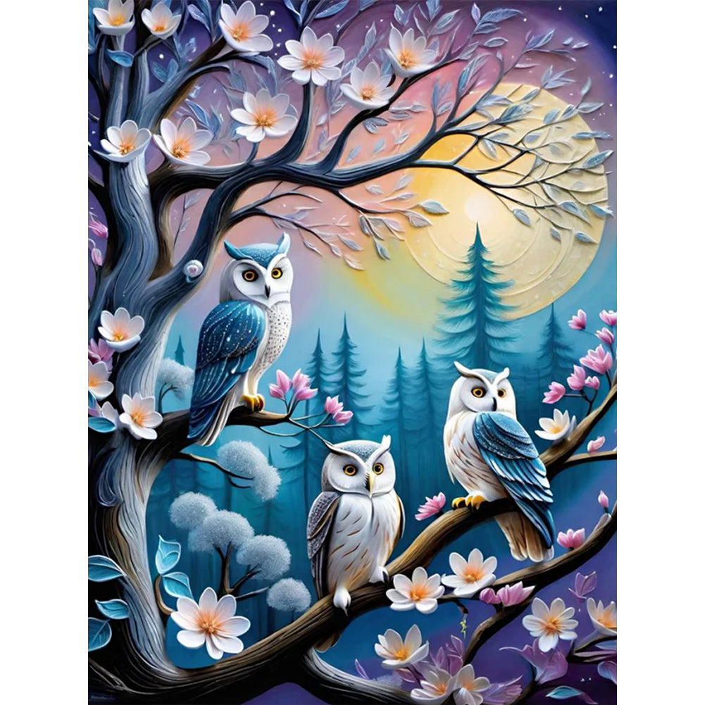 Diamond Painting - Full Round - Cat head on a branch Eagle (30*40CM)