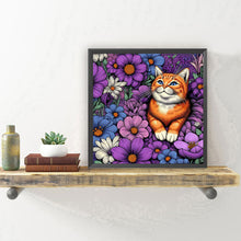 Load image into Gallery viewer, Diamond Painting - Full Round - Purple orange cat (40*40CM)
