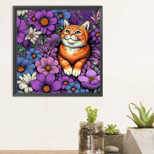 Load image into Gallery viewer, Diamond Painting - Full Round - Purple orange cat (40*40CM)
