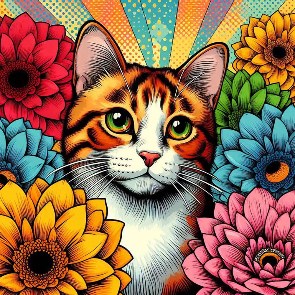 Diamond Painting - Full Round - Orange and white cat (40*40CM)