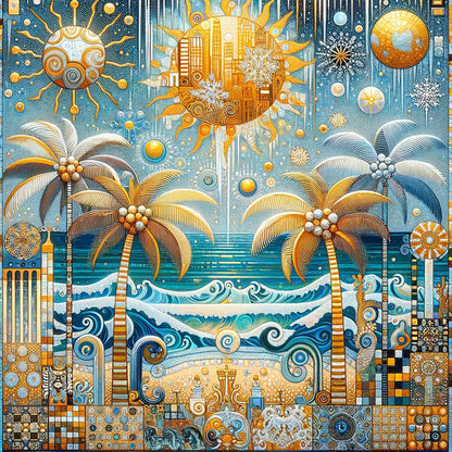Diamond Painting - Full Round - Seaside coconut trees (40*40CM)