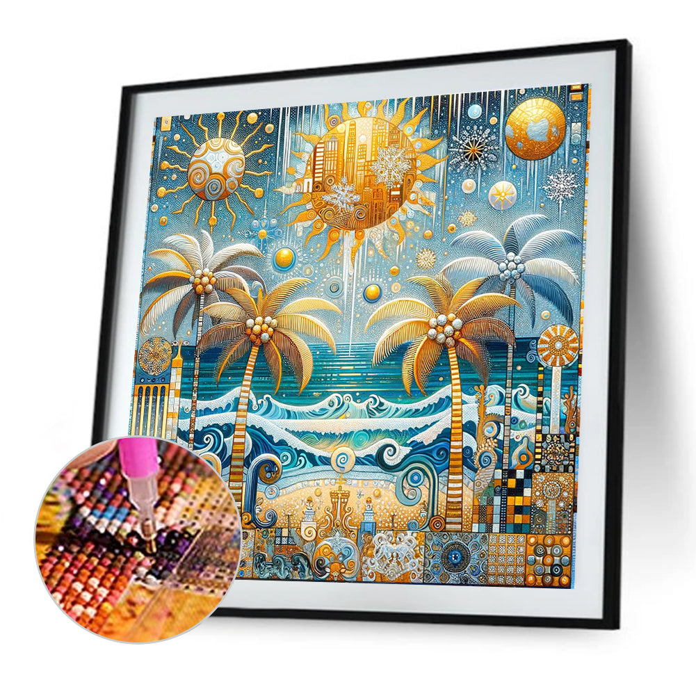 Diamond Painting - Full Round - Seaside coconut trees (40*40CM)