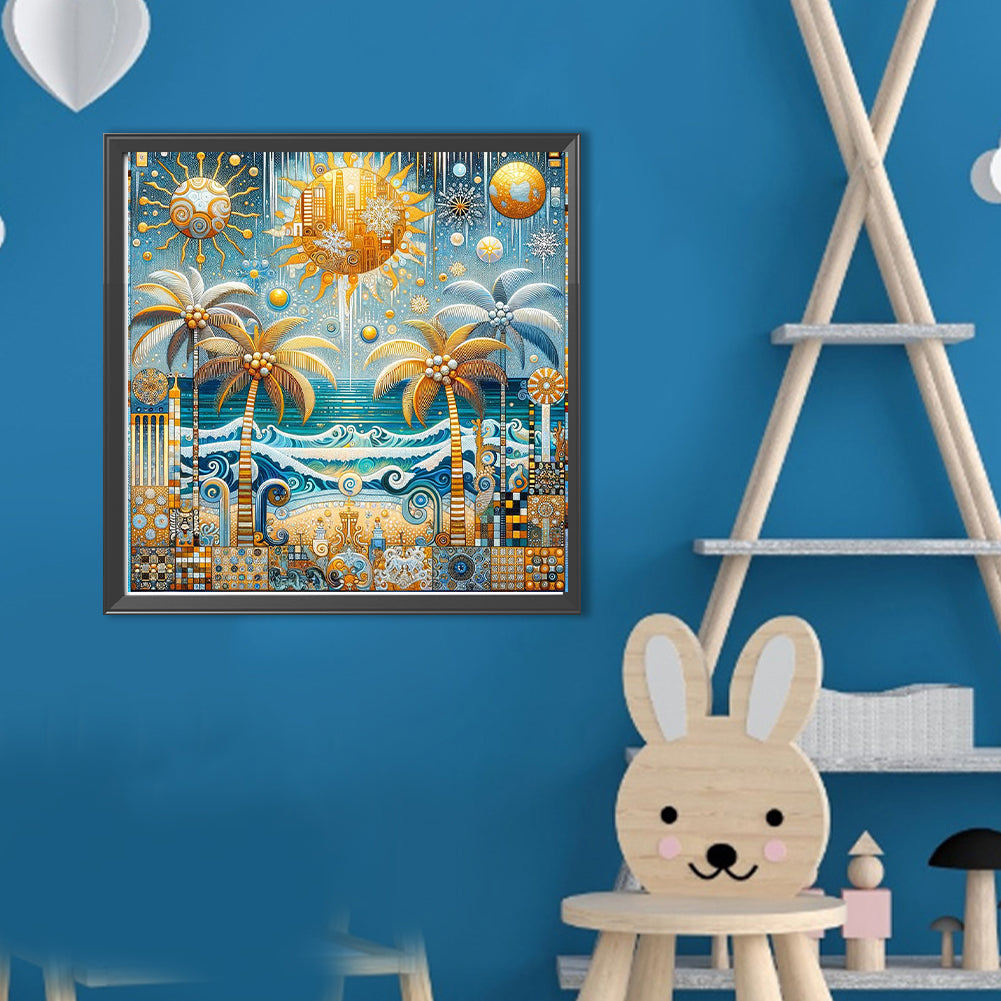 Diamond Painting - Full Round - Seaside coconut trees (40*40CM)