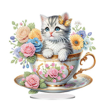 Load image into Gallery viewer, Acrylic Special Shape Cat Desktop Diamond Art Kits Rhinestones Desktop Ornaments

